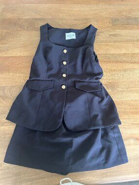 Sgntr The Label Button Romper Women Large Black Pockets Party Summer Classic